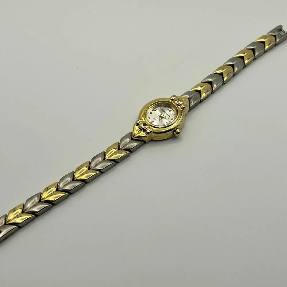 Vintage Sergio Valente Gold Silver Women’s Watch Working New Battery